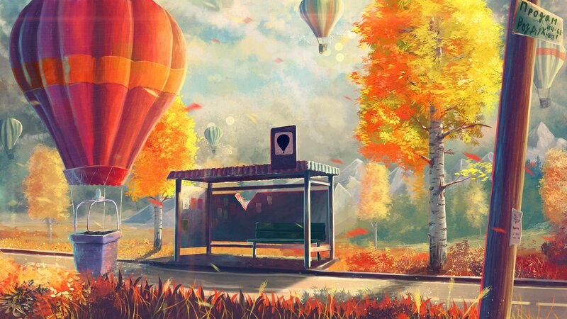 Hot Air Balloons at Bus Stop