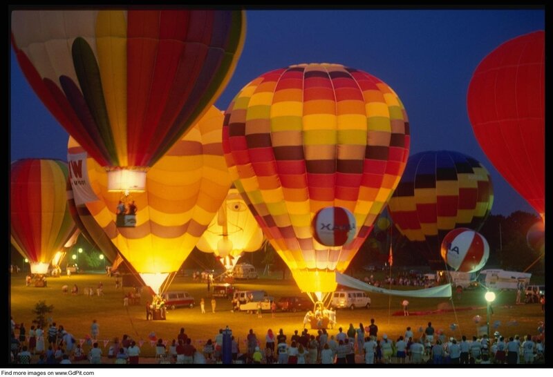 Hot air balloons at dusk