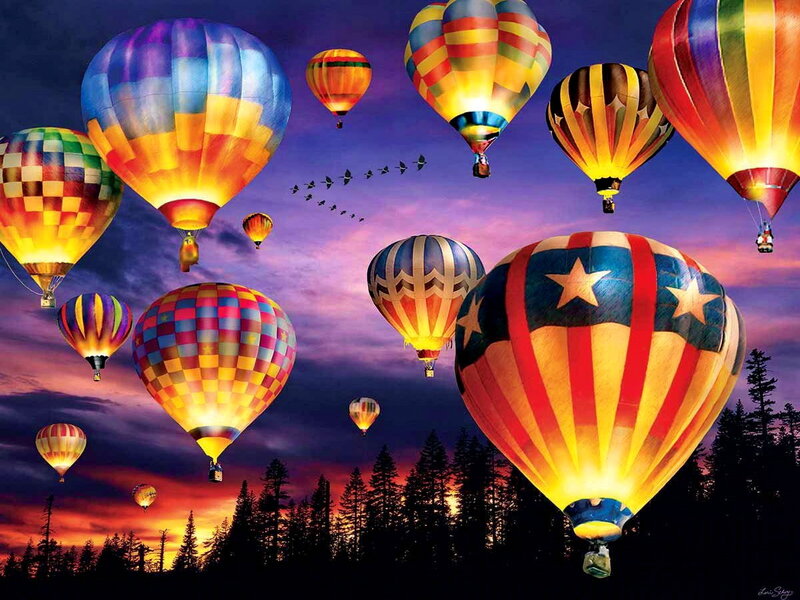Hot Air Balloons at Dusk — Purple, Dramatic