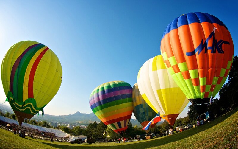 Hot air balloons at festival
