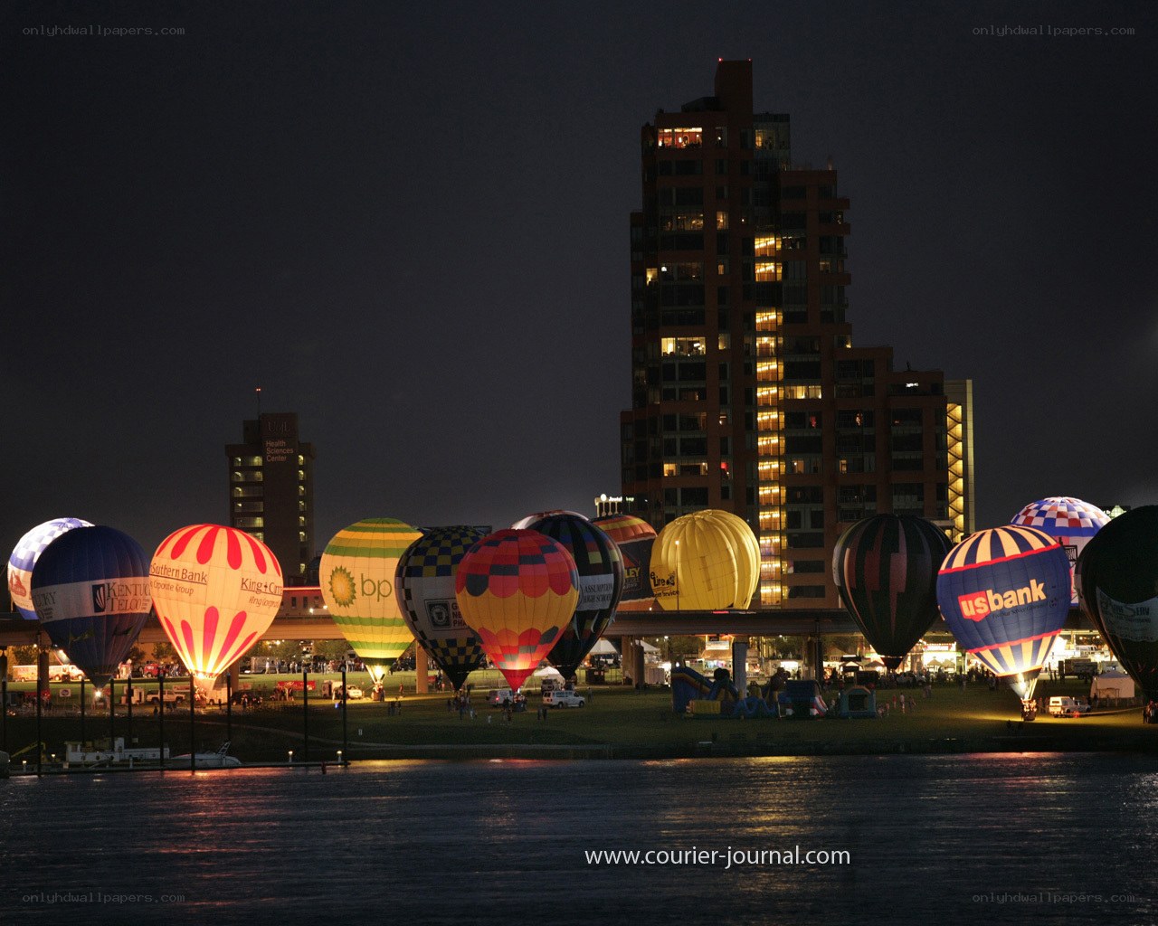 Hot air balloons at night