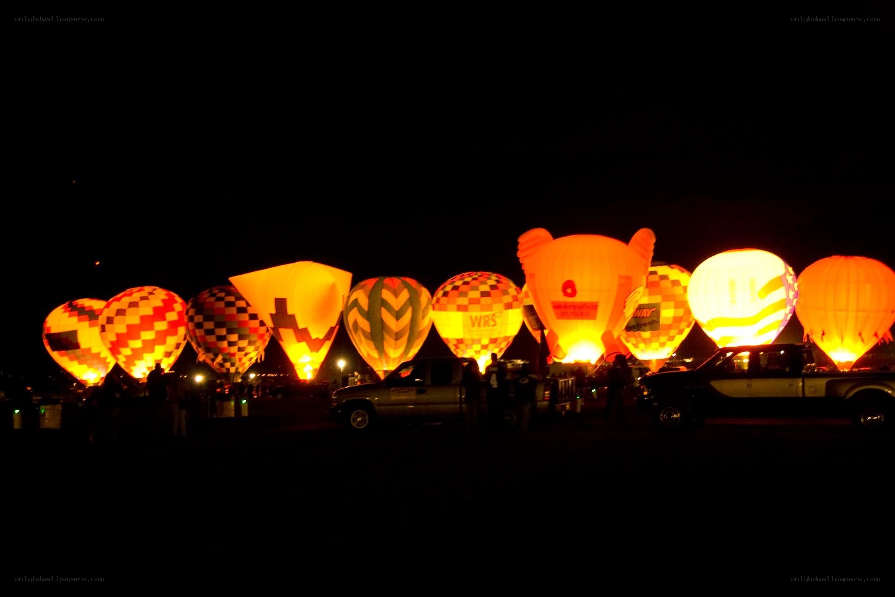 Hot air balloons at night