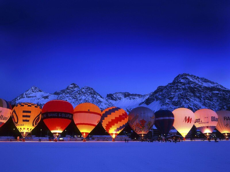 Hot air balloons at night
