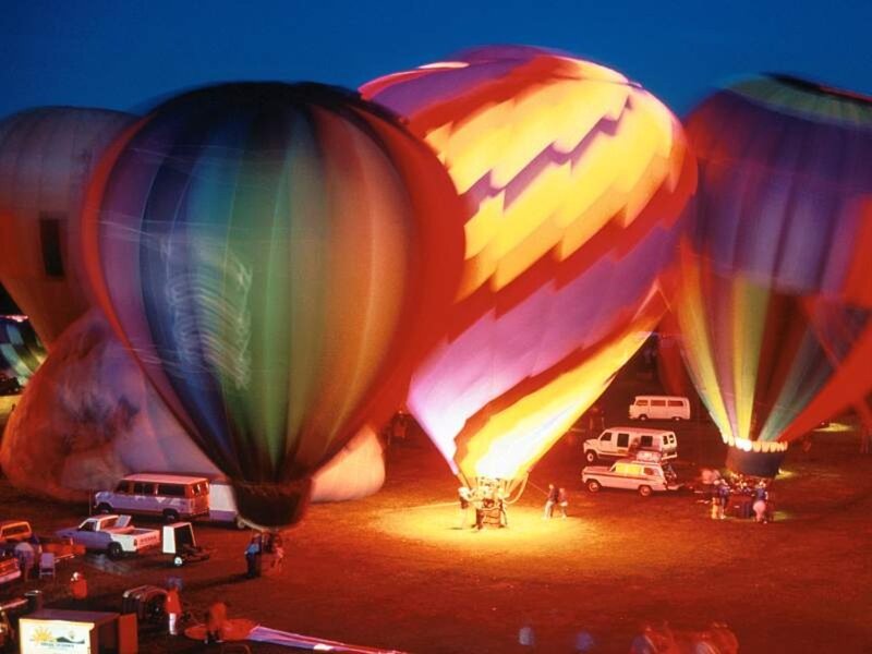 Hot air balloons at night
