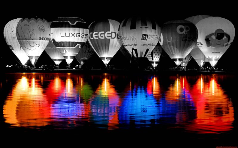 Hot air balloons at night