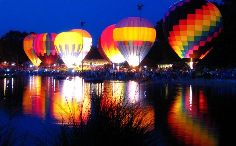 Hot air balloons at night