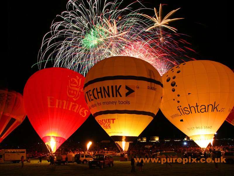 Hot air balloons at night