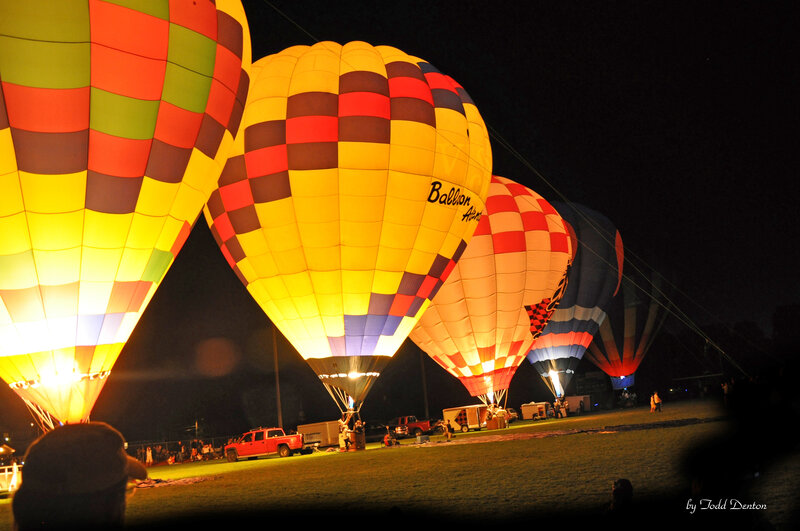 Hot air balloons at night