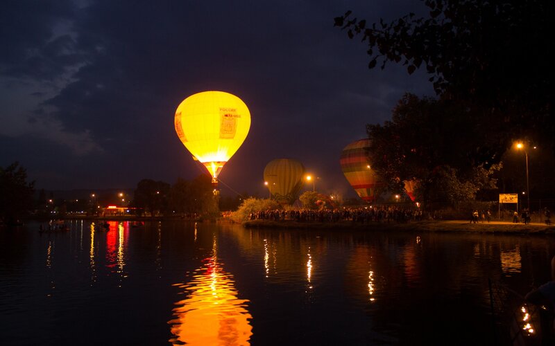 Hot air balloons at night