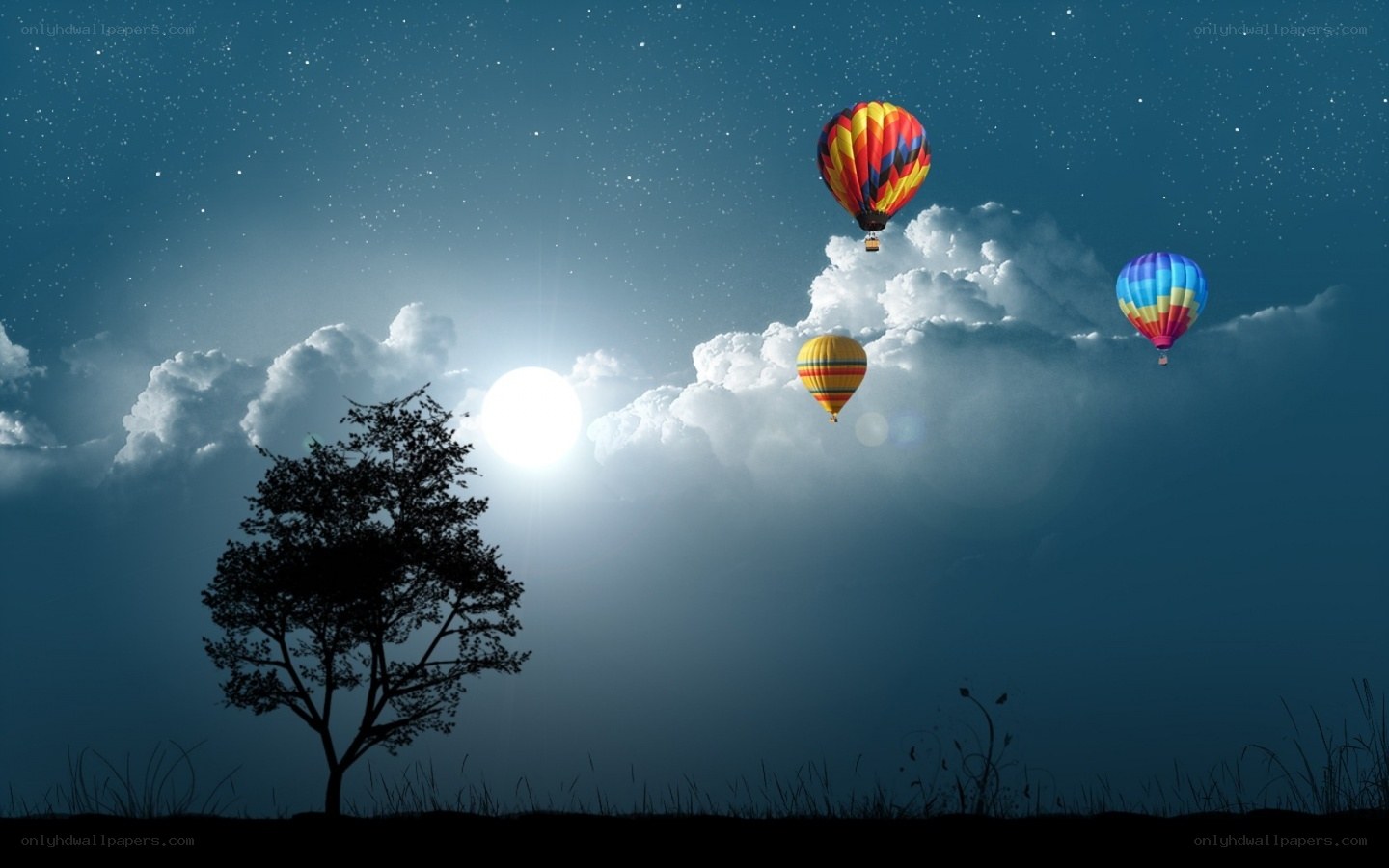 Hot air balloons at night