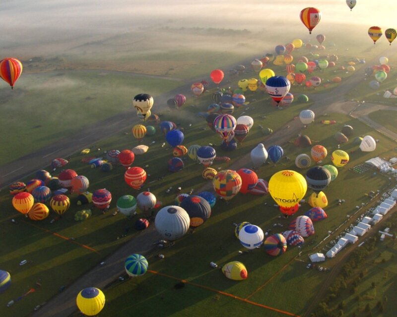 Hot air balloons at sunrise