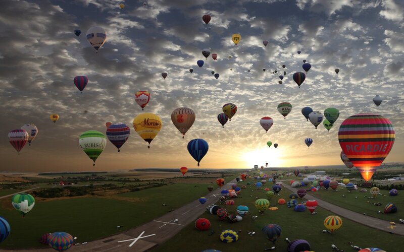 Hot air balloons at sunrise