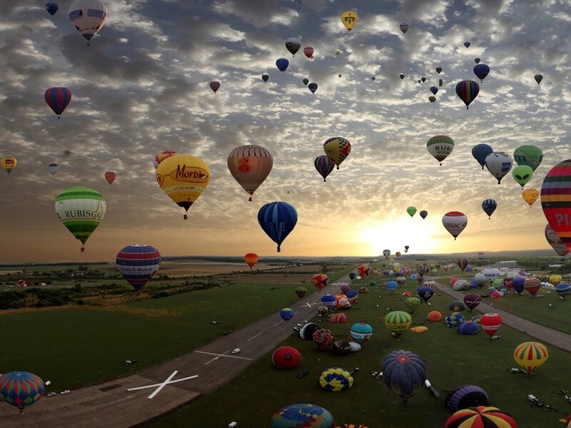 Hot air balloons at sunrise