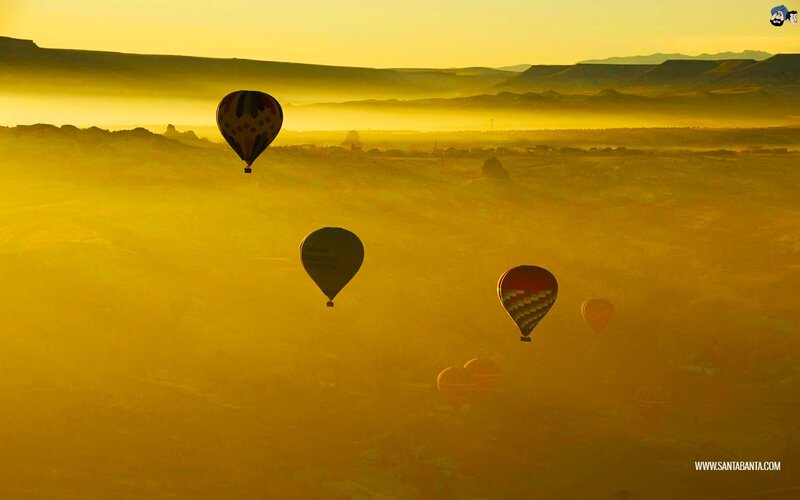 Hot air balloons at sunrise
