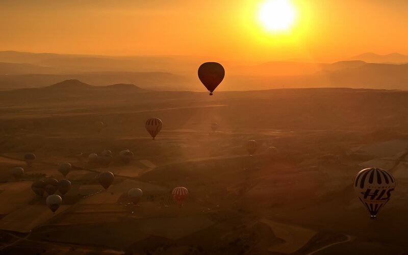Hot air balloons at sunrise