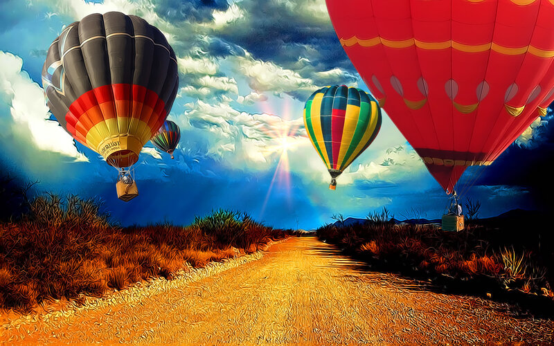 Hot air balloons at sunrise