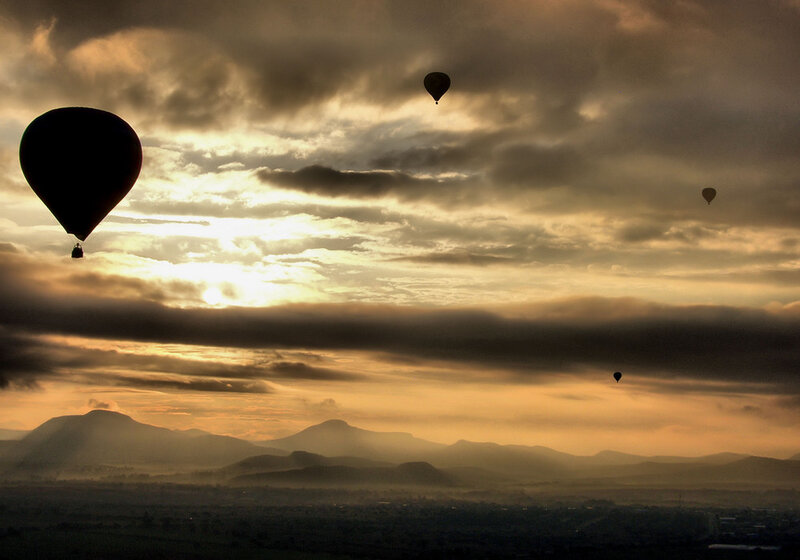 Hot air balloons at sunrise