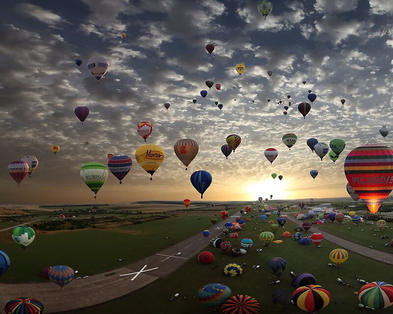 Hot air balloons at sunrise