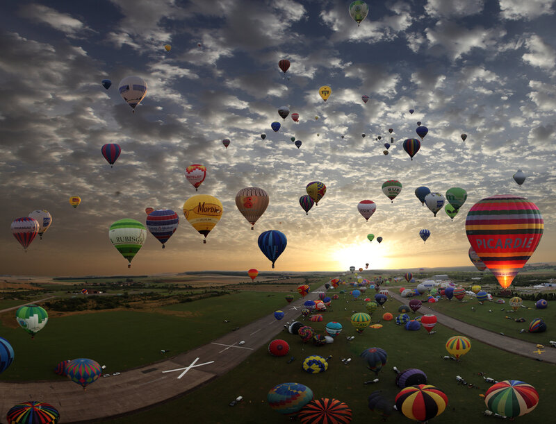 Hot air balloons at sunrise