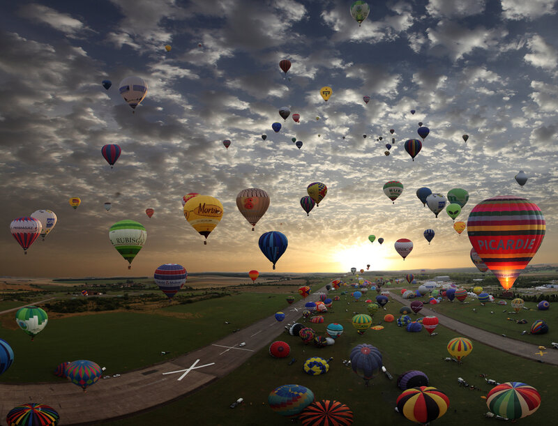 Hot air balloons at sunrise