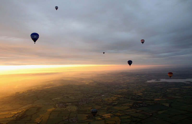 Hot air balloons at sunrise