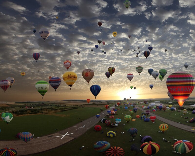 Hot air balloons at sunrise