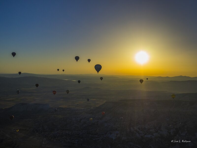Hot Air Balloons at Sunrise — Yellow