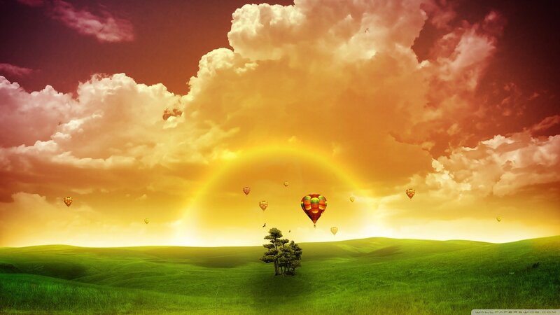 Hot air balloons at sunset