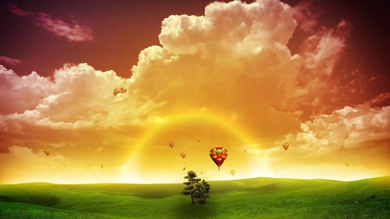 Hot air balloons at sunset