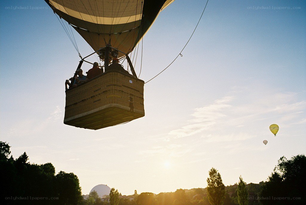 Hot air balloons at sunset