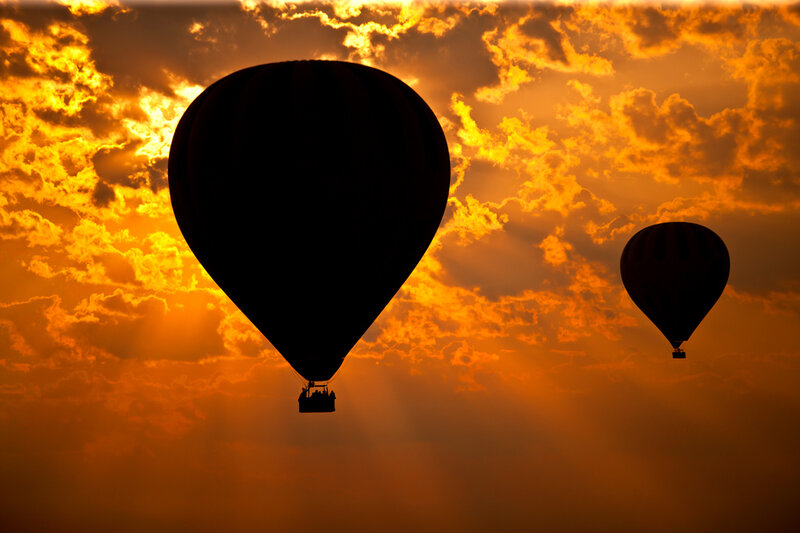 Hot Air Balloons at Sunset — Orange