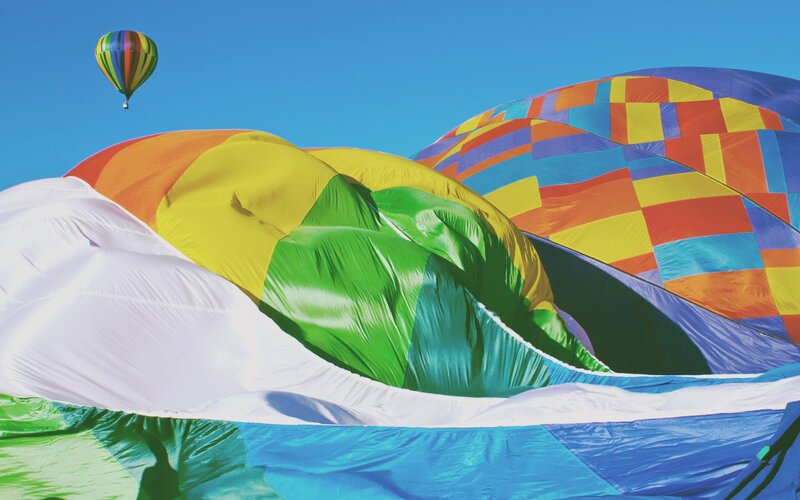Hot Air Balloons — Blue, Serene, Afternoon, Photograph, Sky