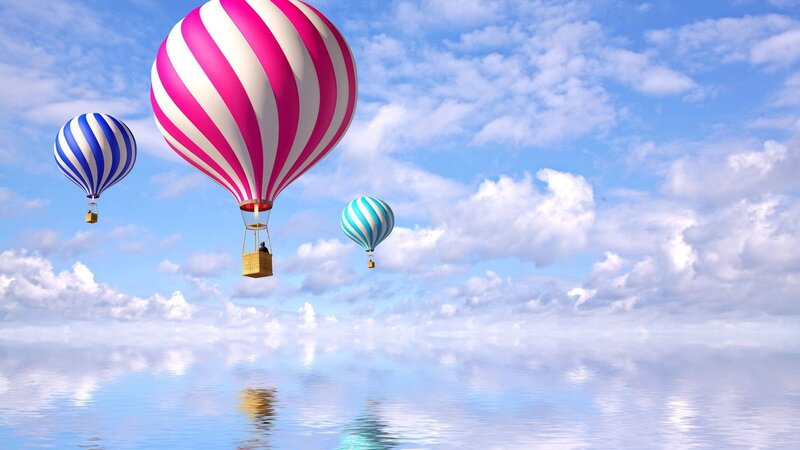 Hot Air Balloons — Blue, Serene, Afternoon