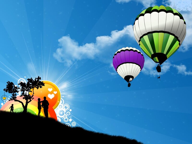 Hot Air Balloons Flying