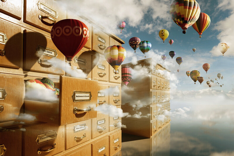 Hot air balloons in a filing cabinet