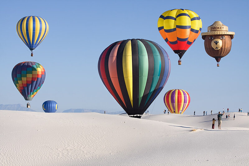 Hot Air Balloons in Desert — White