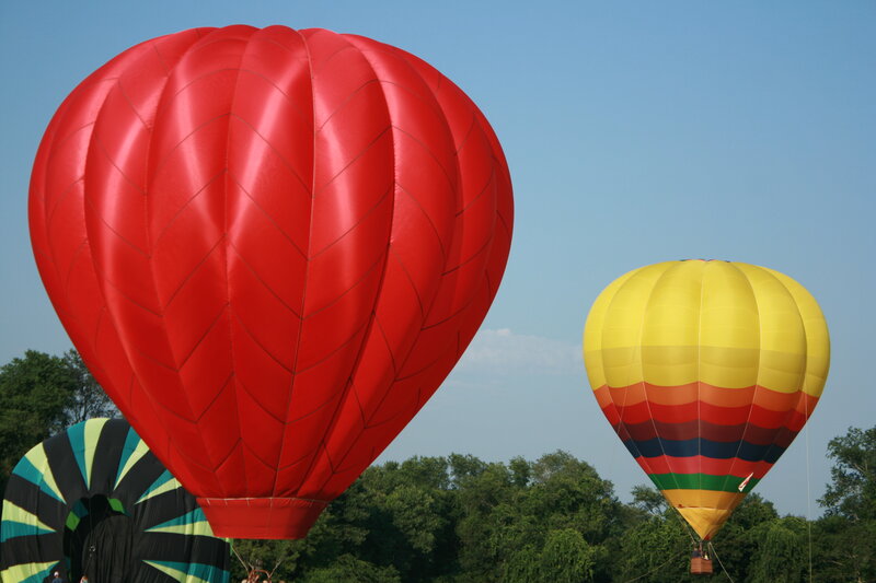 Hot air balloons in flight