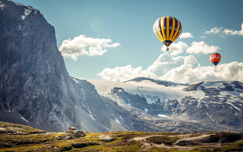 Hot Air Balloons in Mountains