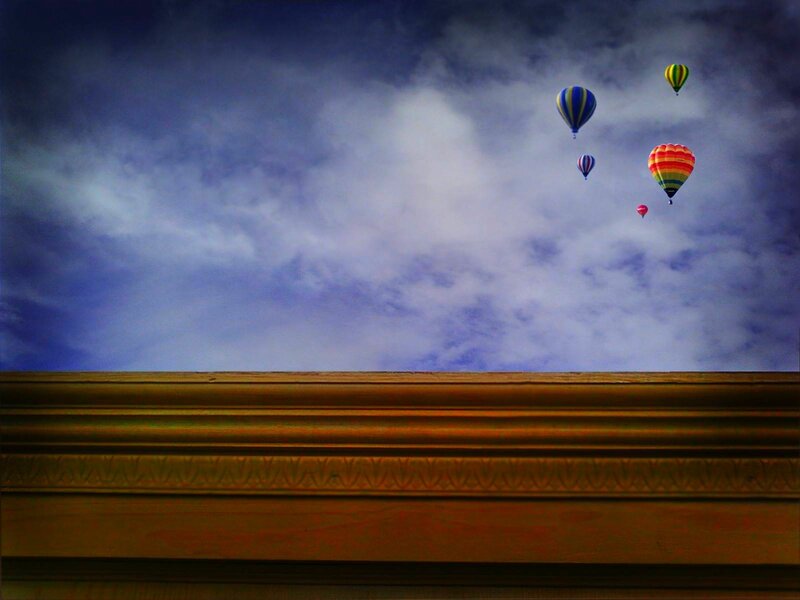 Hot Air Balloons in Sky — Blue, Dramatic