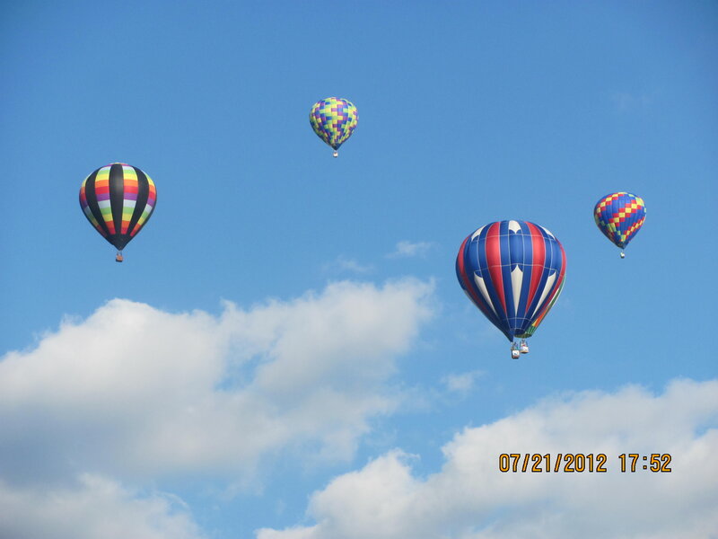 Hot Air Balloons in Sky — Blue, Serene, Afternoon, Photograph