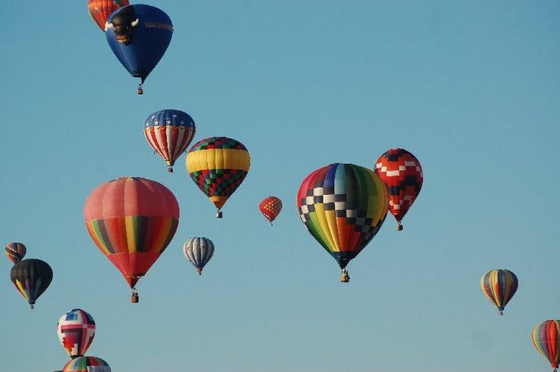 Hot Air Balloons in Sky — Blue