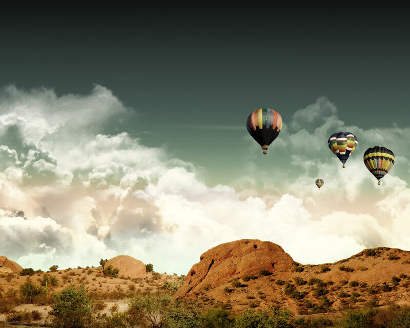 Hot Air Balloons in Sky — Brown