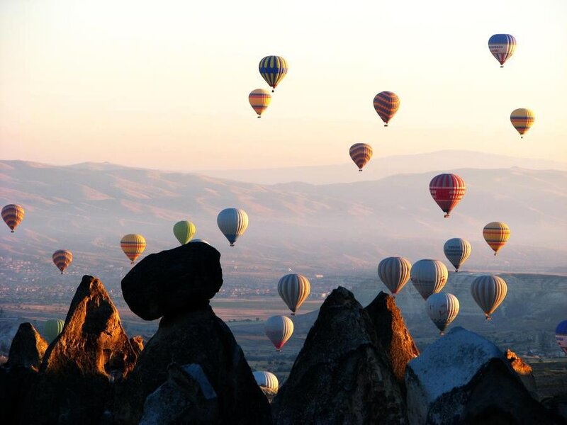 Hot Air Balloons in Sky — Orange, Serene