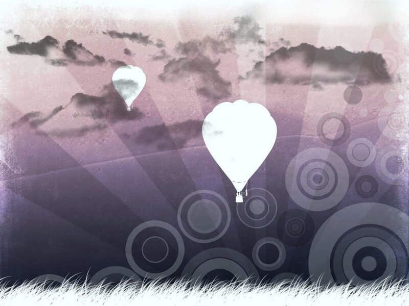 Hot Air Balloons in Sky — Purple, Dreamy