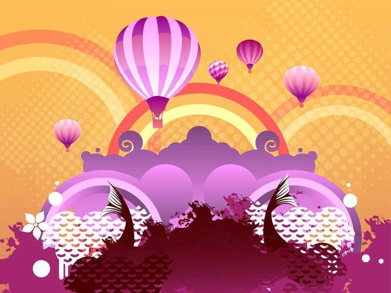 Hot Air Balloons in Sky — Purple