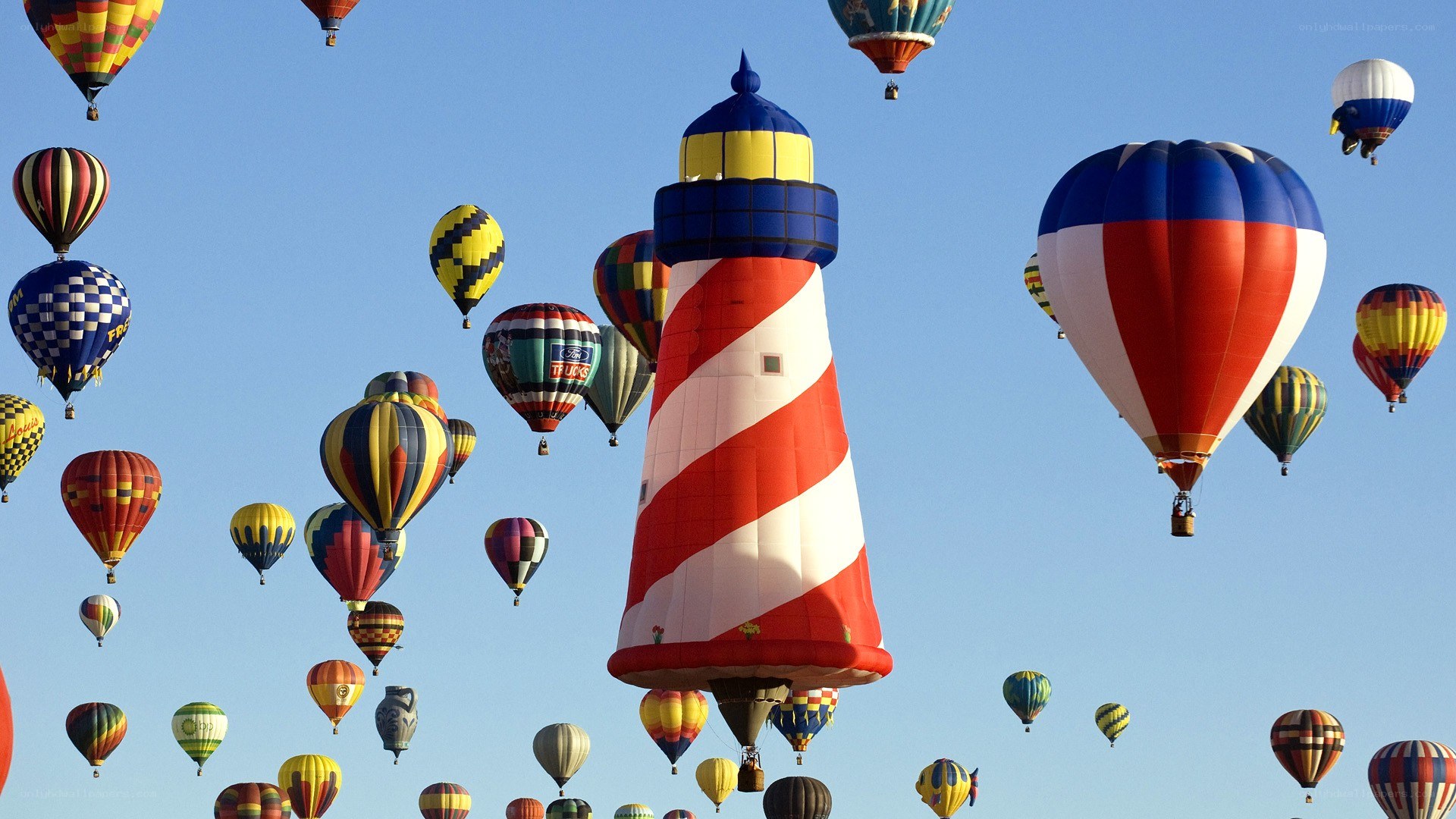 Hot air balloons in sky