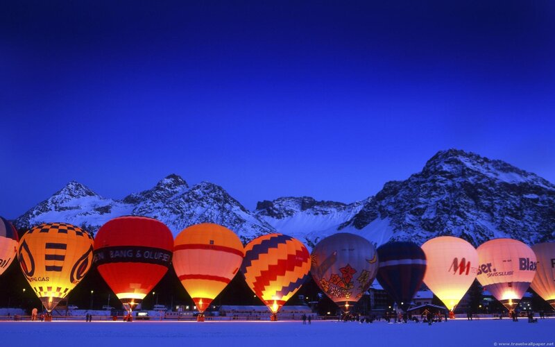 Hot air balloons in snow