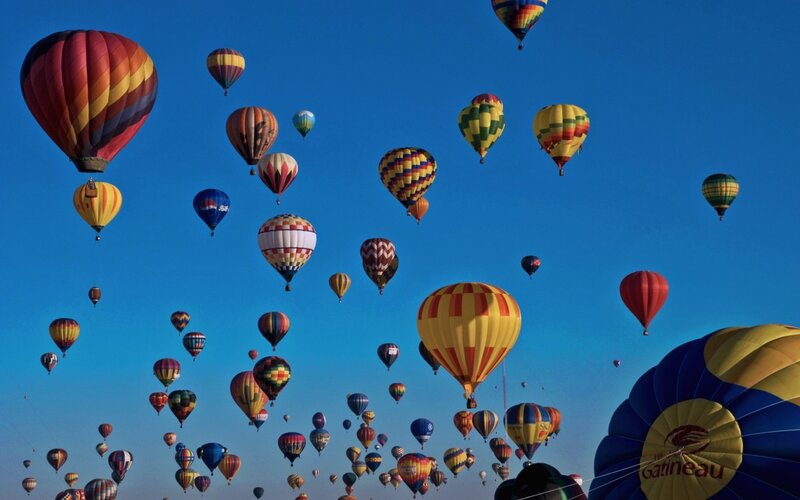 Hot air balloons in the sky