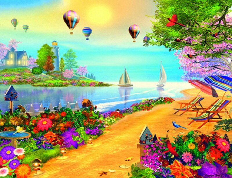 Hot Air Balloons over Beach