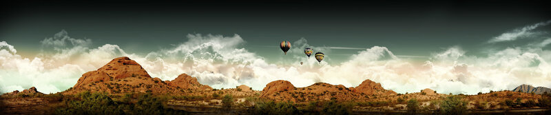 Hot Air Balloons over Desert — Brown, Dramatic, Afternoon